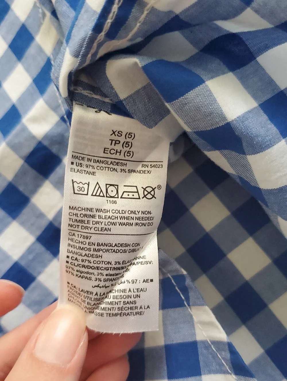 NWOT Old Navy Boys Blue Gingham Button - Down Shirt Built-in Flex SzXS (5)
